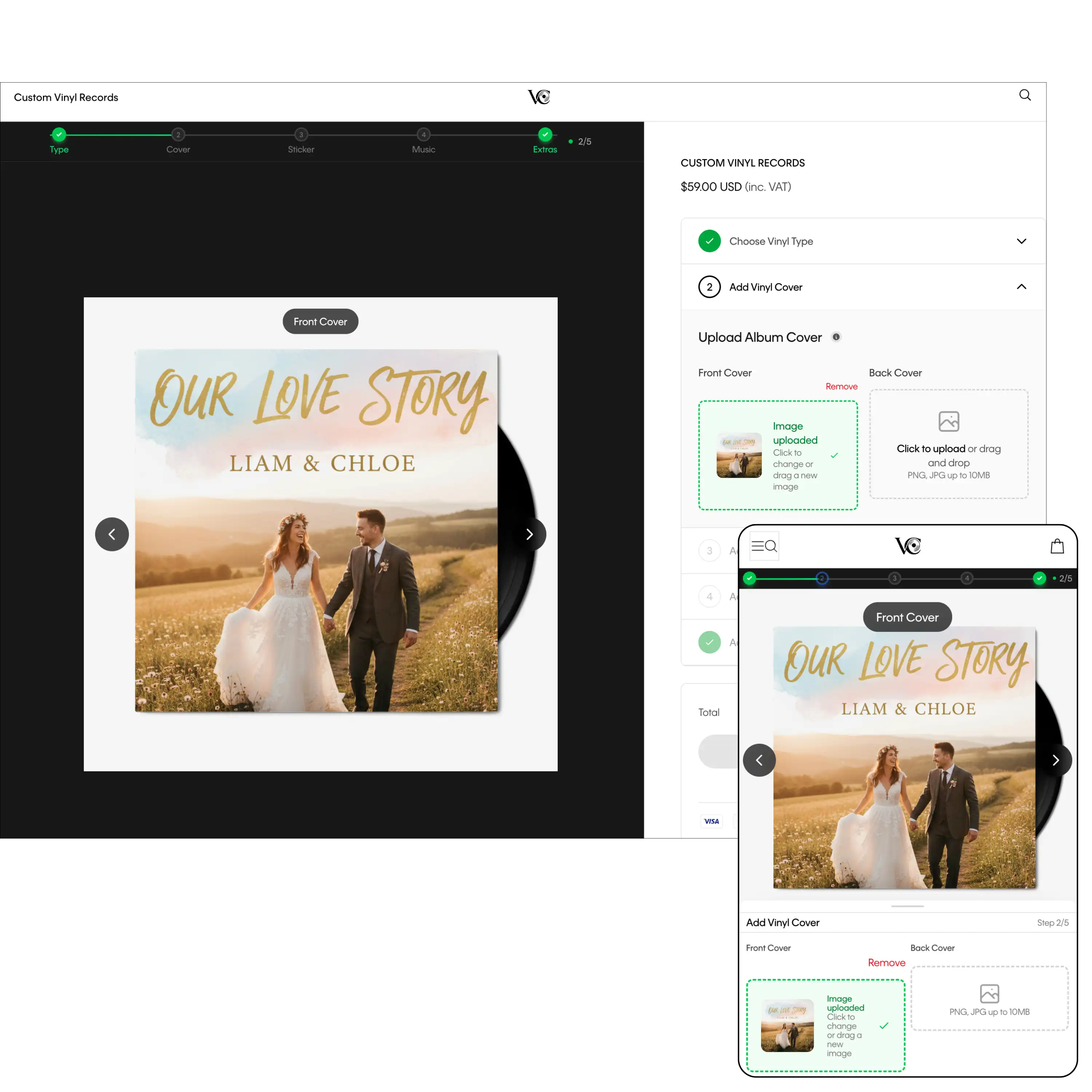 Upload custom vinyl cover design